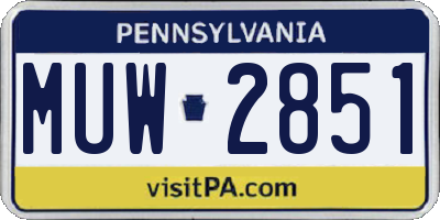 PA license plate MUW2851