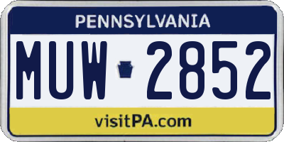 PA license plate MUW2852