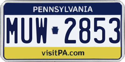 PA license plate MUW2853