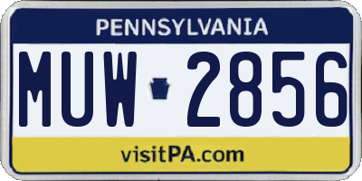 PA license plate MUW2856