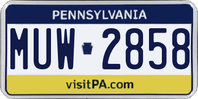 PA license plate MUW2858