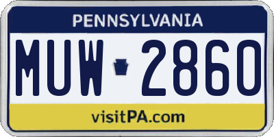 PA license plate MUW2860