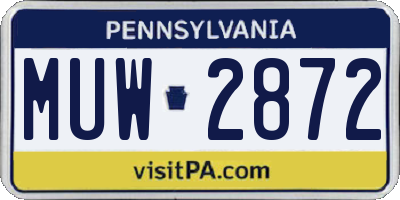 PA license plate MUW2872