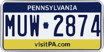 PA license plate MUW2874