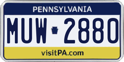 PA license plate MUW2880