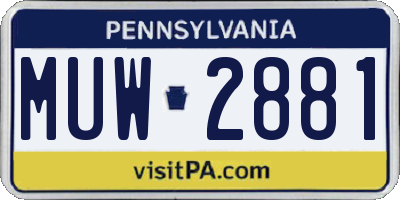 PA license plate MUW2881