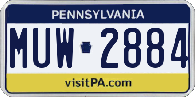 PA license plate MUW2884