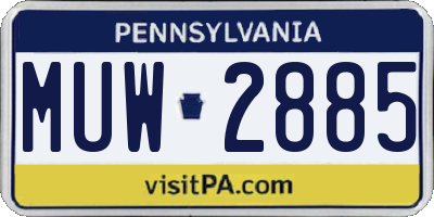 PA license plate MUW2885