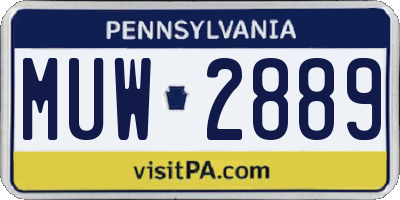 PA license plate MUW2889