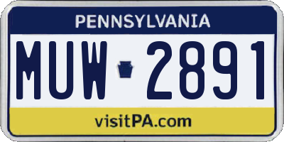 PA license plate MUW2891