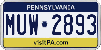 PA license plate MUW2893
