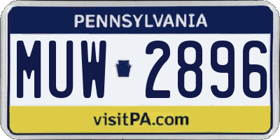 PA license plate MUW2896