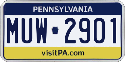 PA license plate MUW2901