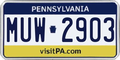 PA license plate MUW2903
