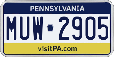 PA license plate MUW2905
