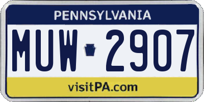 PA license plate MUW2907