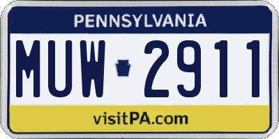 PA license plate MUW2911
