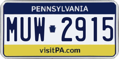 PA license plate MUW2915