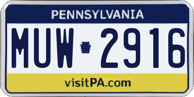 PA license plate MUW2916