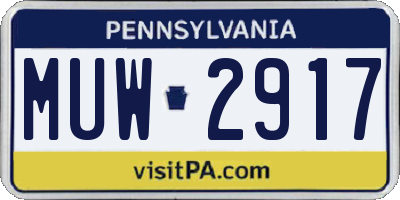 PA license plate MUW2917