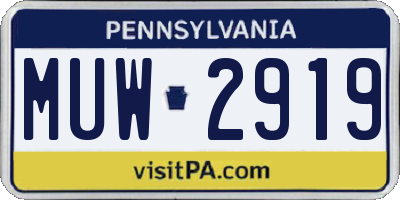PA license plate MUW2919