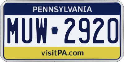 PA license plate MUW2920