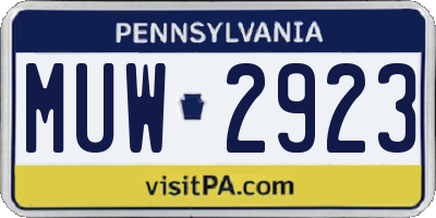 PA license plate MUW2923
