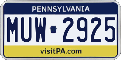 PA license plate MUW2925