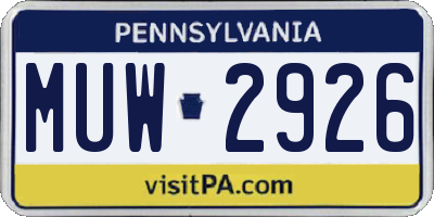 PA license plate MUW2926