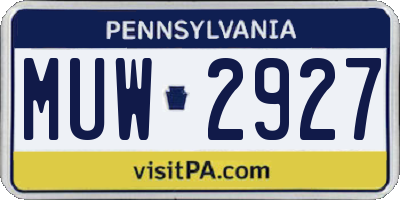 PA license plate MUW2927
