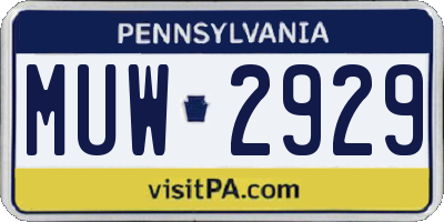PA license plate MUW2929
