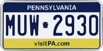 PA license plate MUW2930
