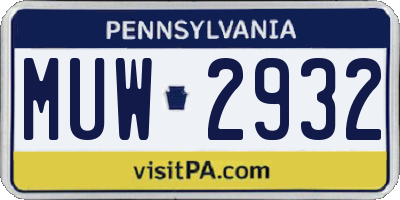 PA license plate MUW2932