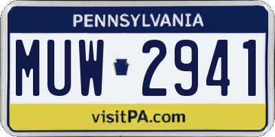 PA license plate MUW2941