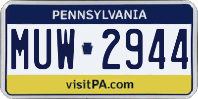 PA license plate MUW2944