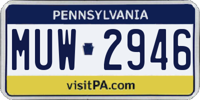 PA license plate MUW2946