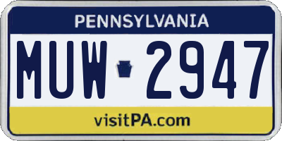 PA license plate MUW2947