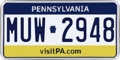 PA license plate MUW2948