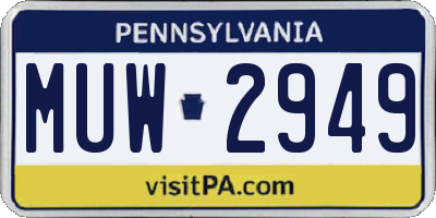 PA license plate MUW2949
