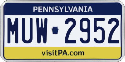 PA license plate MUW2952