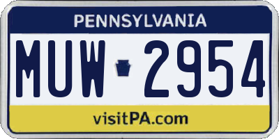 PA license plate MUW2954