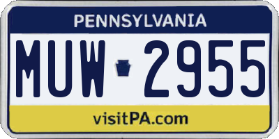 PA license plate MUW2955