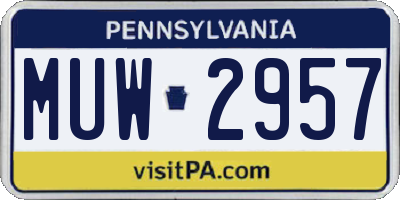 PA license plate MUW2957