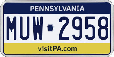 PA license plate MUW2958