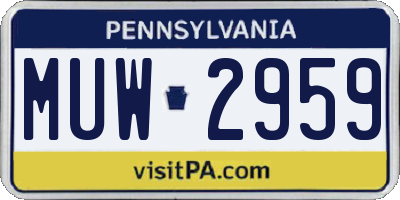 PA license plate MUW2959