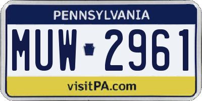 PA license plate MUW2961