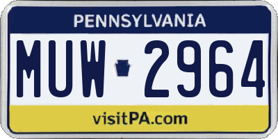 PA license plate MUW2964