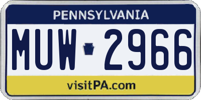 PA license plate MUW2966