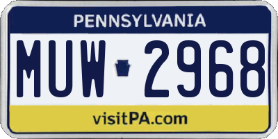 PA license plate MUW2968