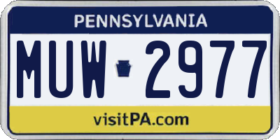 PA license plate MUW2977
